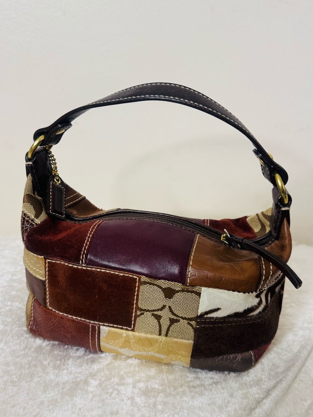 Coach Patchwork Mini Hobo Bag in Brown Multi
